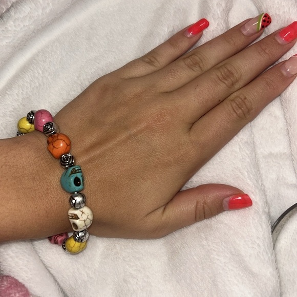Colorful Skull Bead Bracelet - Picture 3 of 3